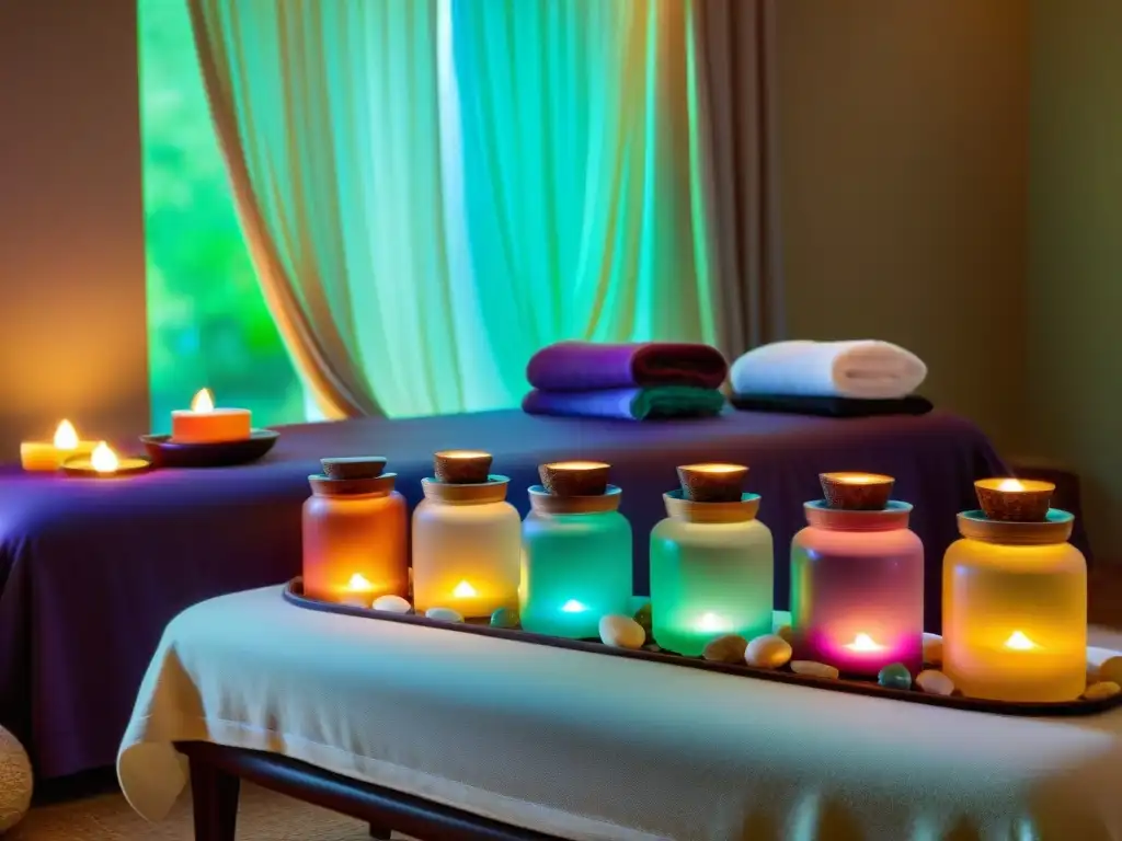 Ambiente relajante de spa con terapia de color para mejorar