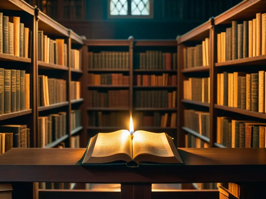 Antigua biblioteca con libros sobre sociedades secretas