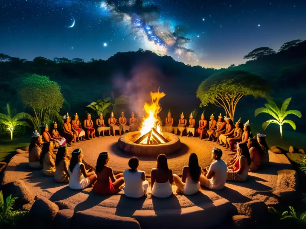 Antigua ceremonia precolombina bajo el cielo estrellado: Sociedades secretas precolombinas visitantes estelares
