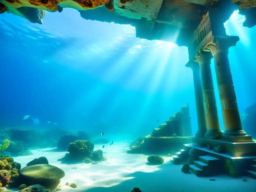 Descubre la arquitectura perdida de Atlantis: ruinas majestuosas sumergidas en la vida marina vibrante