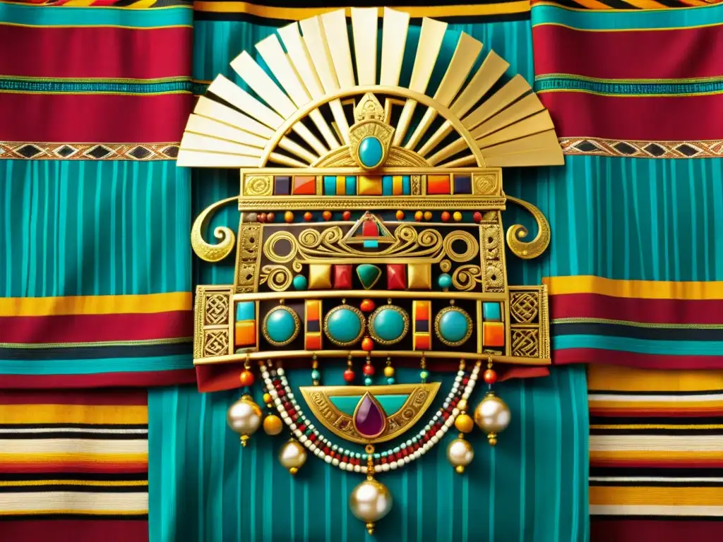 Arte inca detallado en oro y plata, joyas y textiles vibrantes