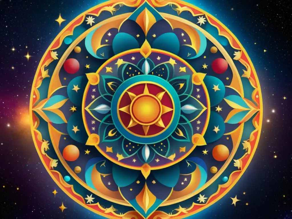 Mandala astral detallado con astros, potencial artístico desbloqueado con astros