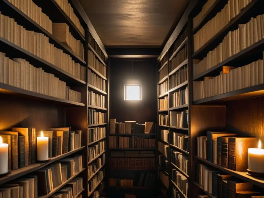 En una biblioteca secreta, un símbolo misterioso iluminado por una vela