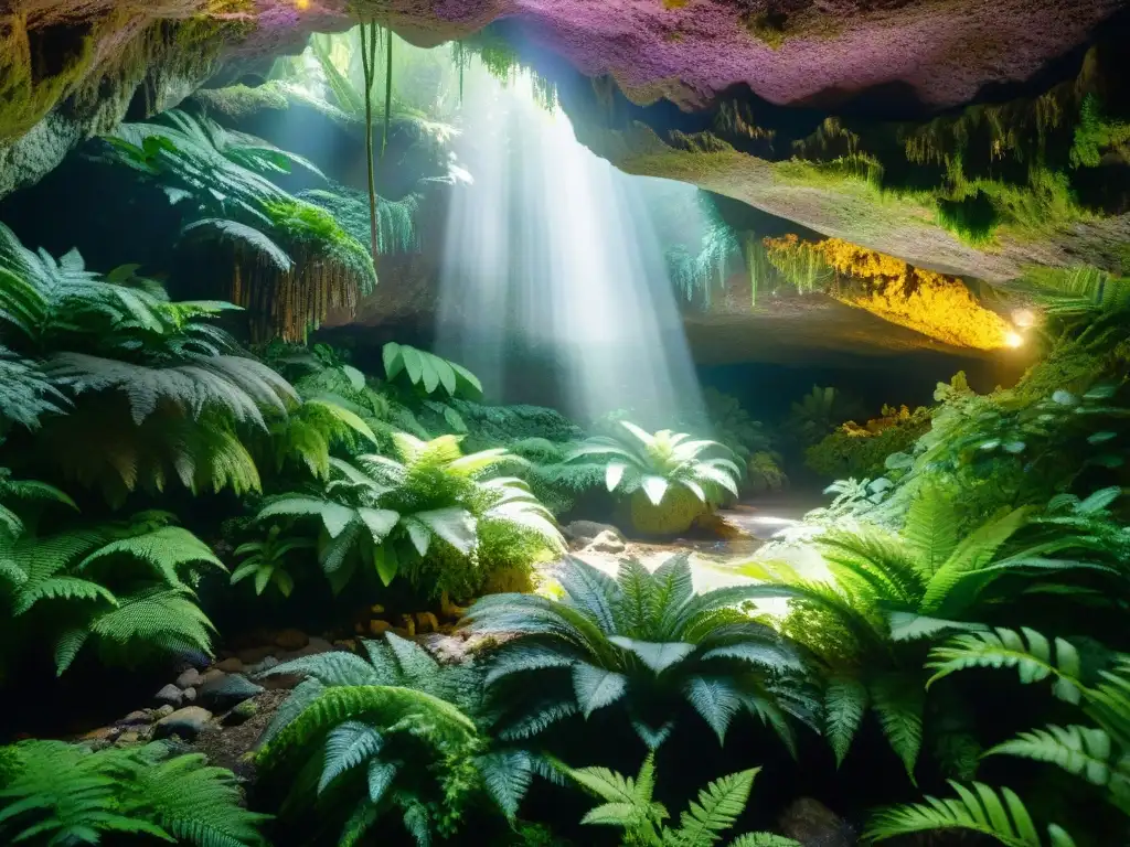 Un bosque místico con cristales vibrantes y poder de los cristales efectivos
