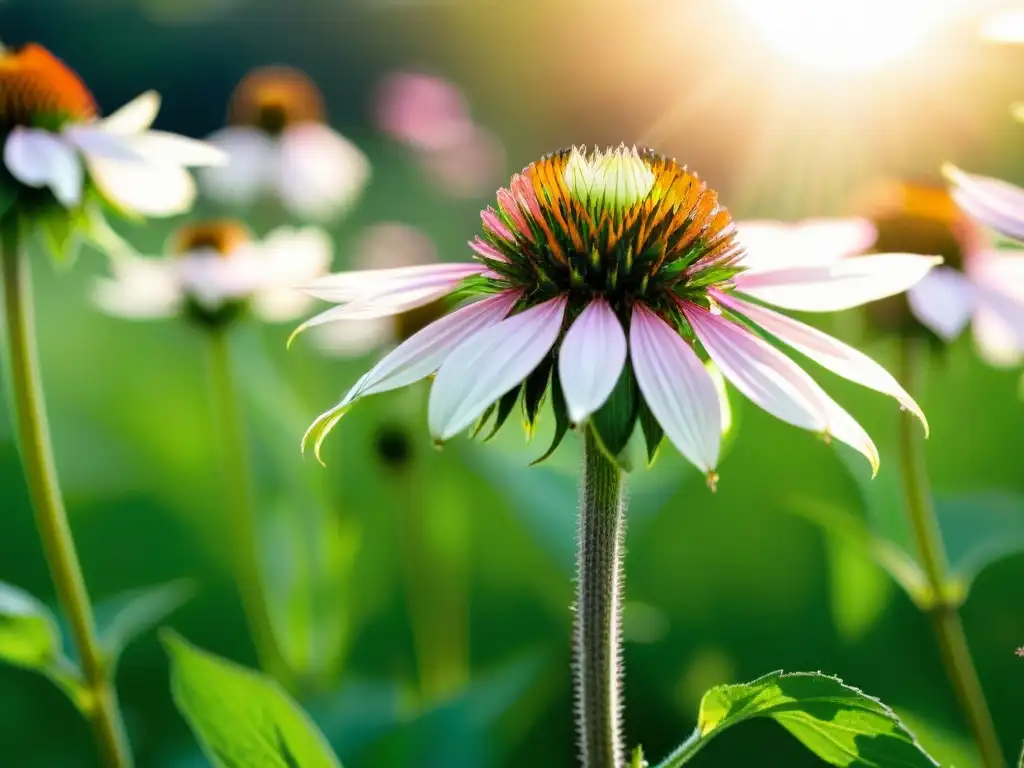 Campo de flores de Echinacea purpurea vibrantes bajo el sol