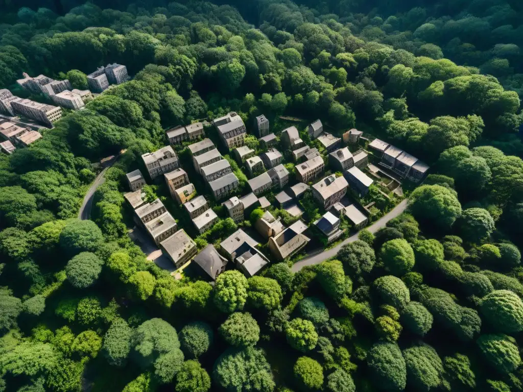 Ciudad abandonada en el bosque con sociedades secretas proyectos abandonados