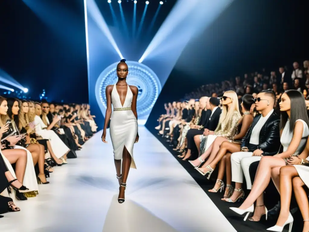 Desfile de Moda con Símbolos Illuminati Desfile de moda con símbolos Illuminati ocultos en diseños futuristas y sofisticados