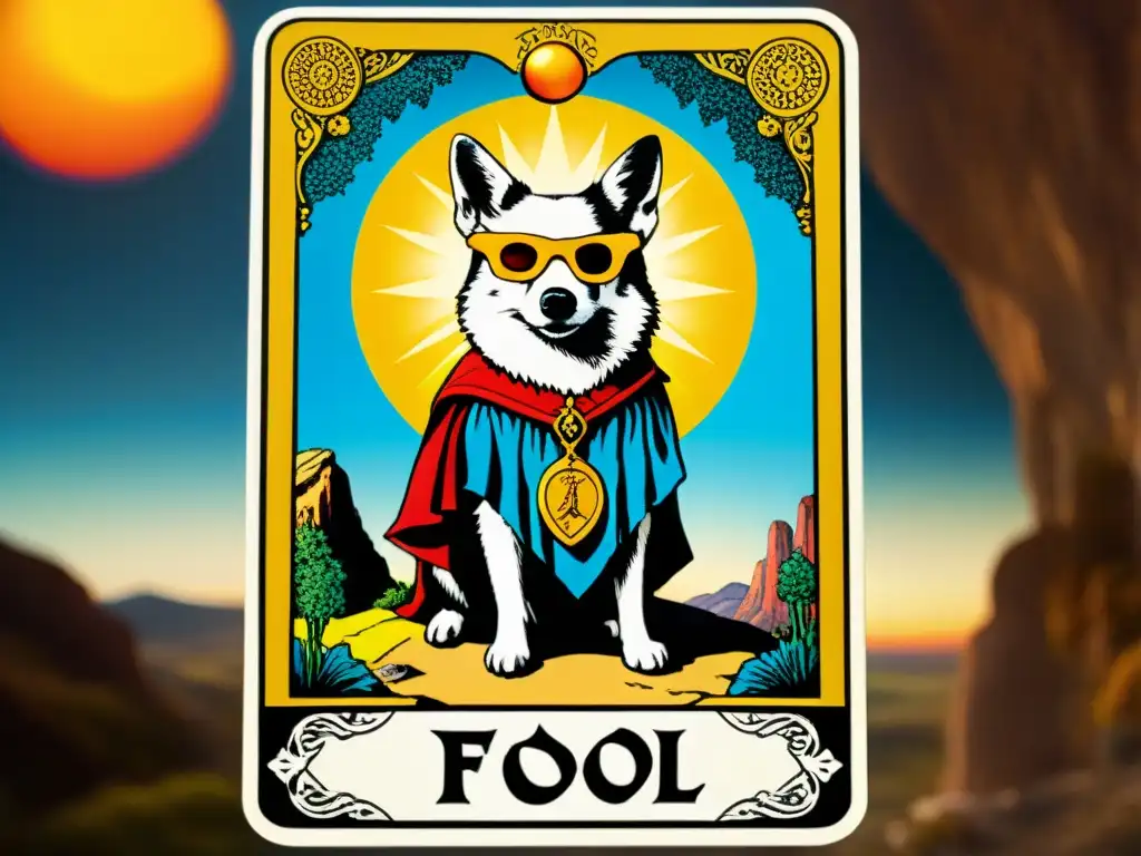 Detallada ilustración del Tarot El Loco, con colores vibrantes y simbolismo