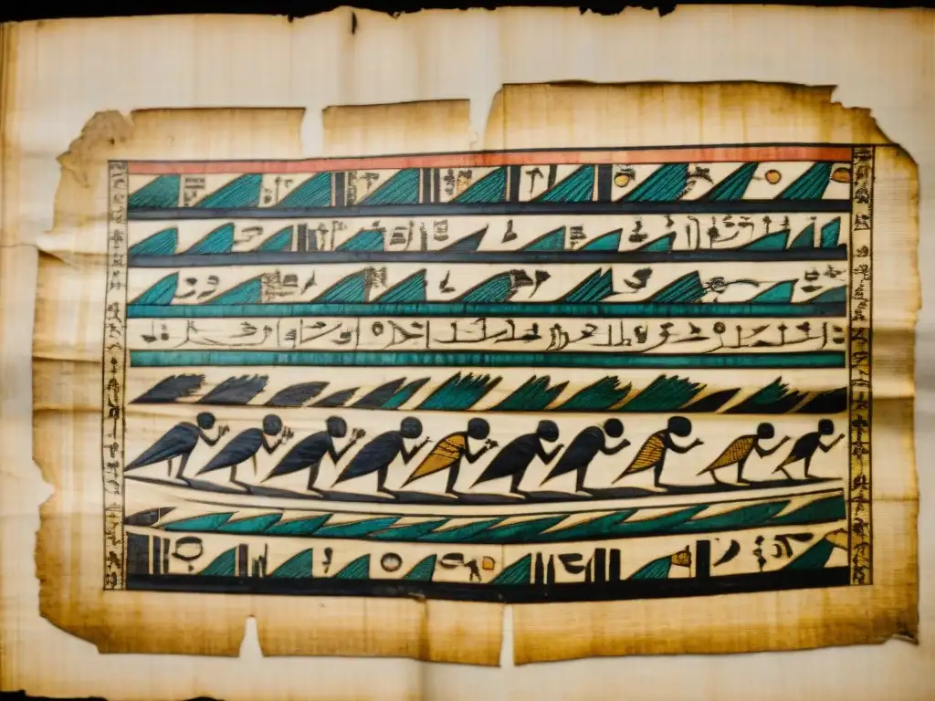 Detalle de antiguo papiro de la biblioteca Nag Hammadi con símbolos gnósticos, influencia del gnosticismo