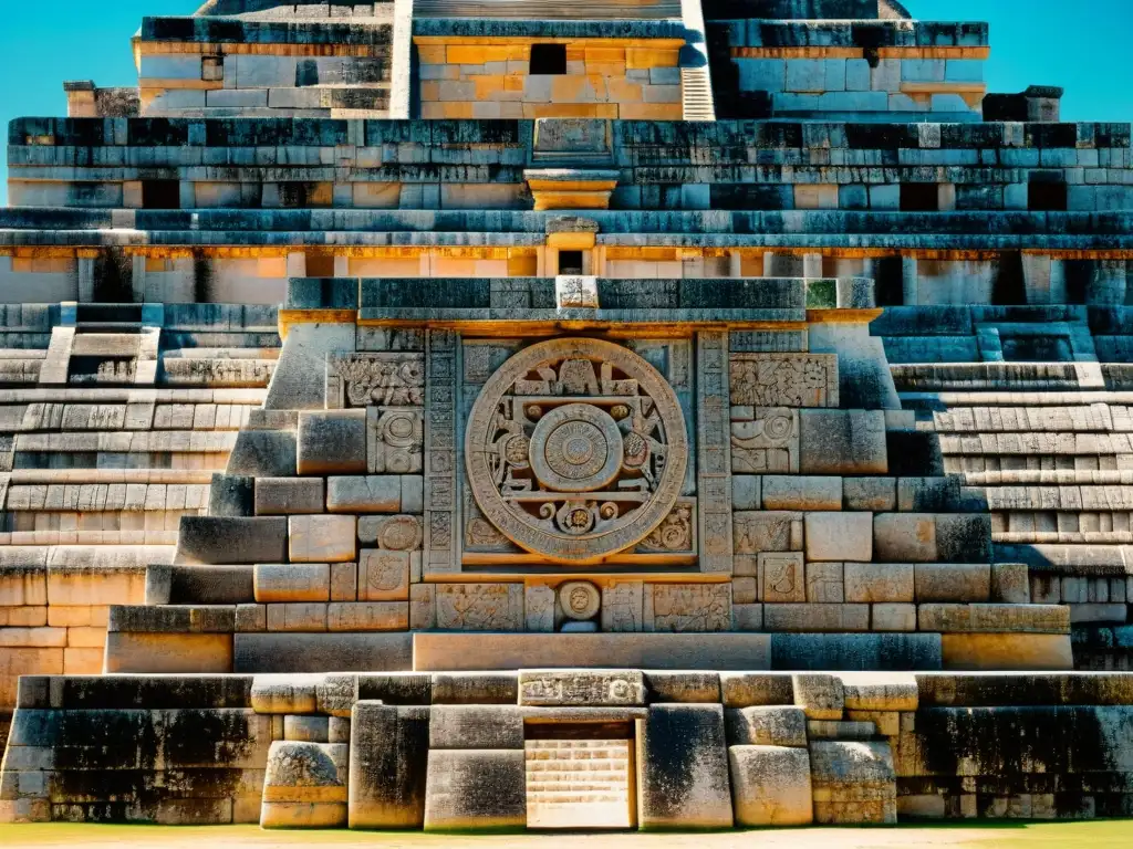 Detalle astronómico en El Castillo de Chichen Itza, simbolismo astronómico en plazas sagradas