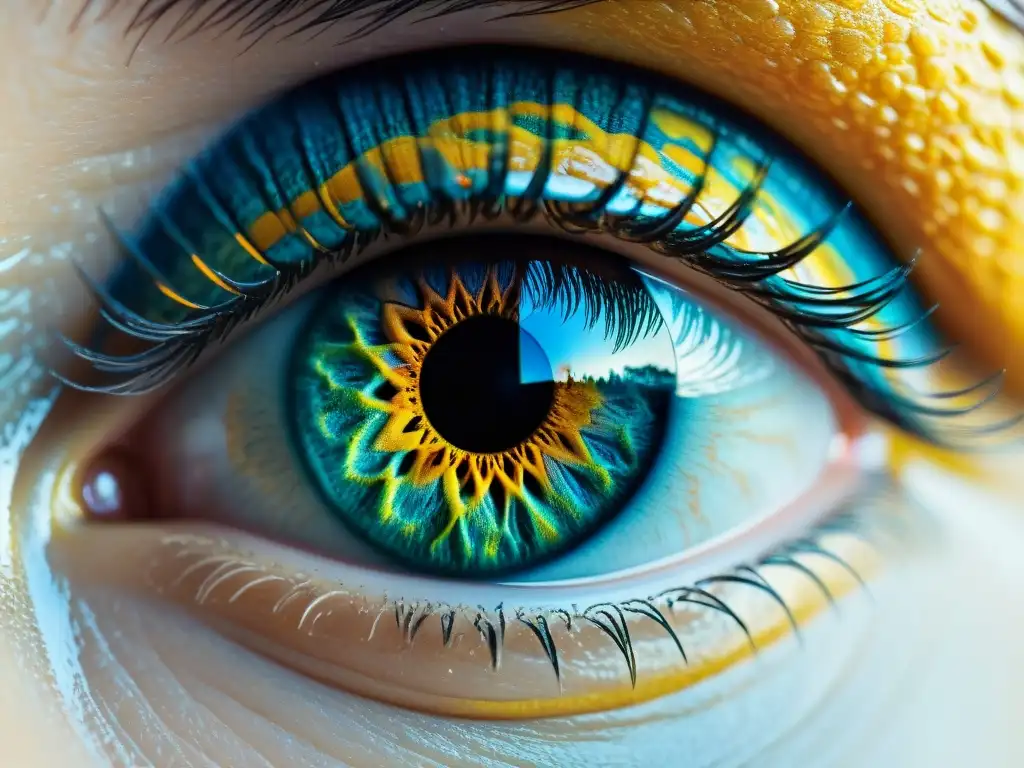 Detalle impresionante del ojo humano, resaltando patrones y colores del iris