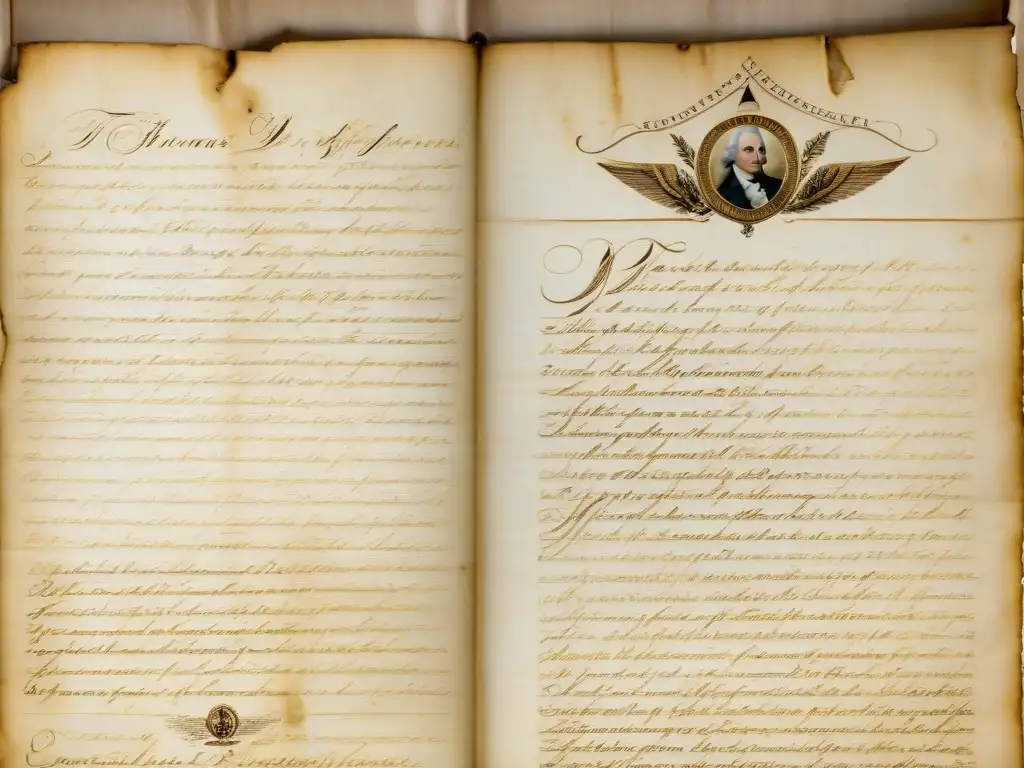 Detalle de pergamino antiguo con escritura en cursiva sobre supuesta relación de Thomas Jefferson con los Illuminati