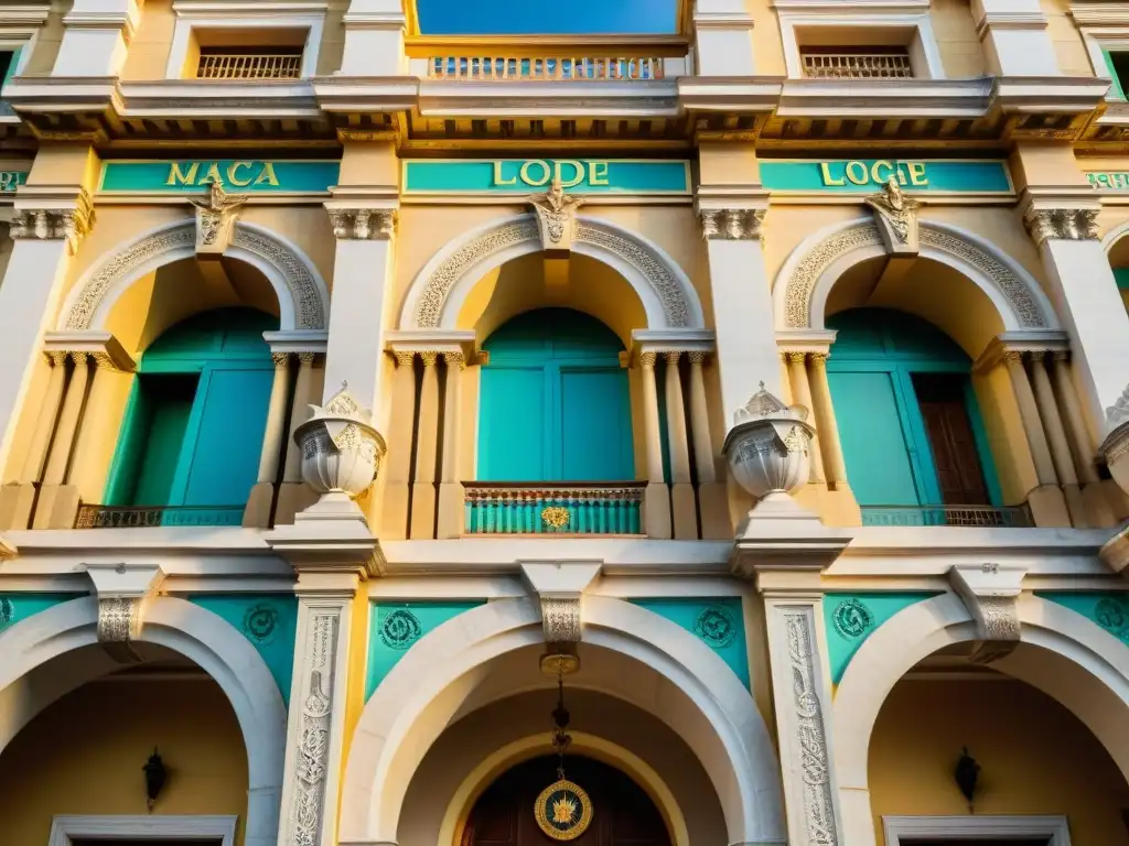 Detalles arquitectónicos de una logia masónica en La Habana, Cuba