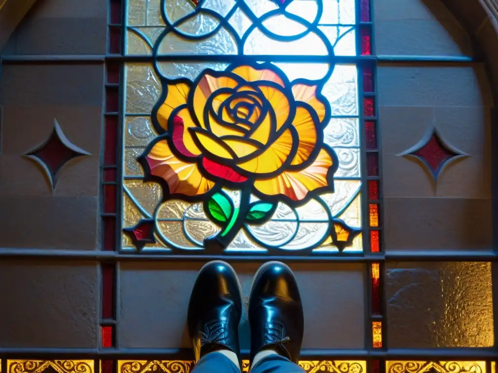 Detalles intrincados de la Línea de la Rosa en la Iglesia de Saint-Sulpice con reflejos de luz natural