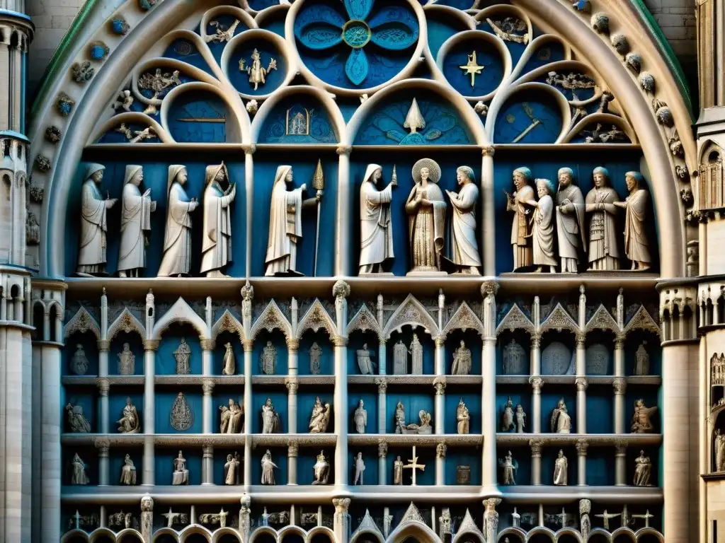 Detalles místicos y sombras en la Catedral de Chartres, revelando los misterios esotéricos en piedra