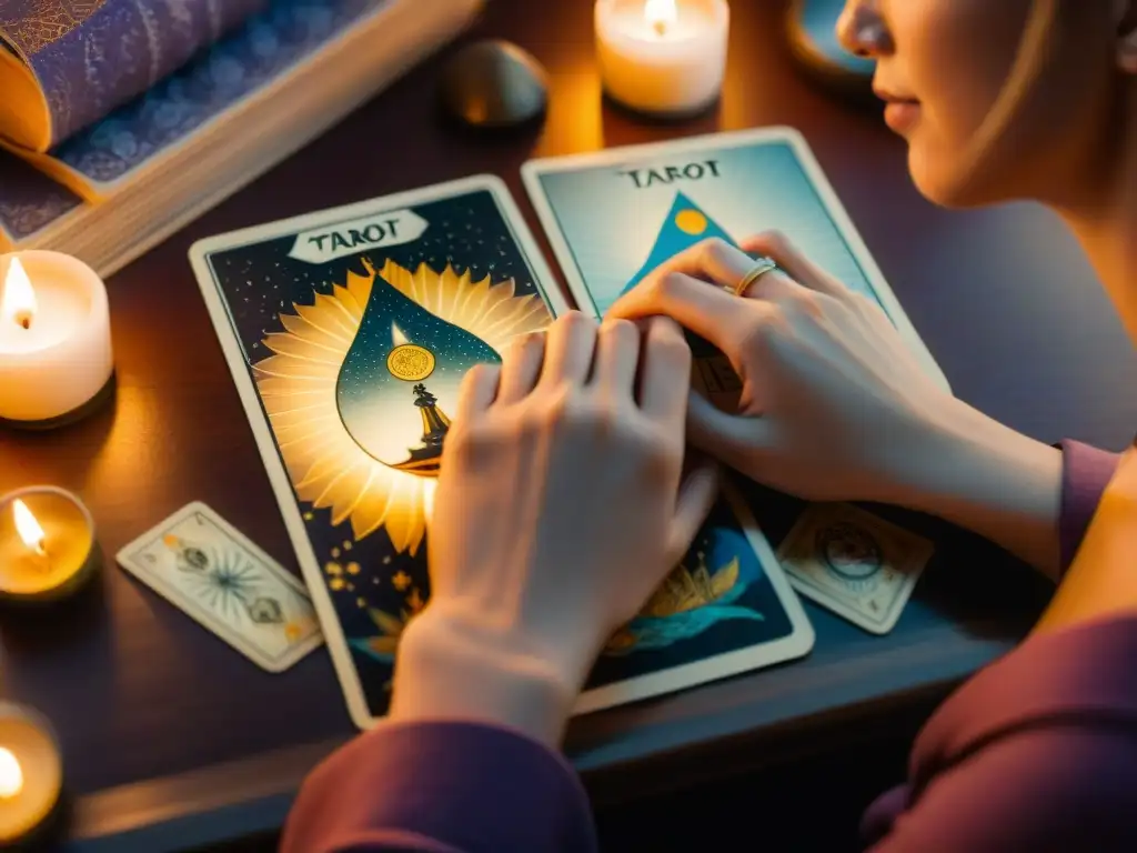 Un encuentro sanador: una persona escucha atentamente al lector de Tarot mientras este brinda guía y apoyo