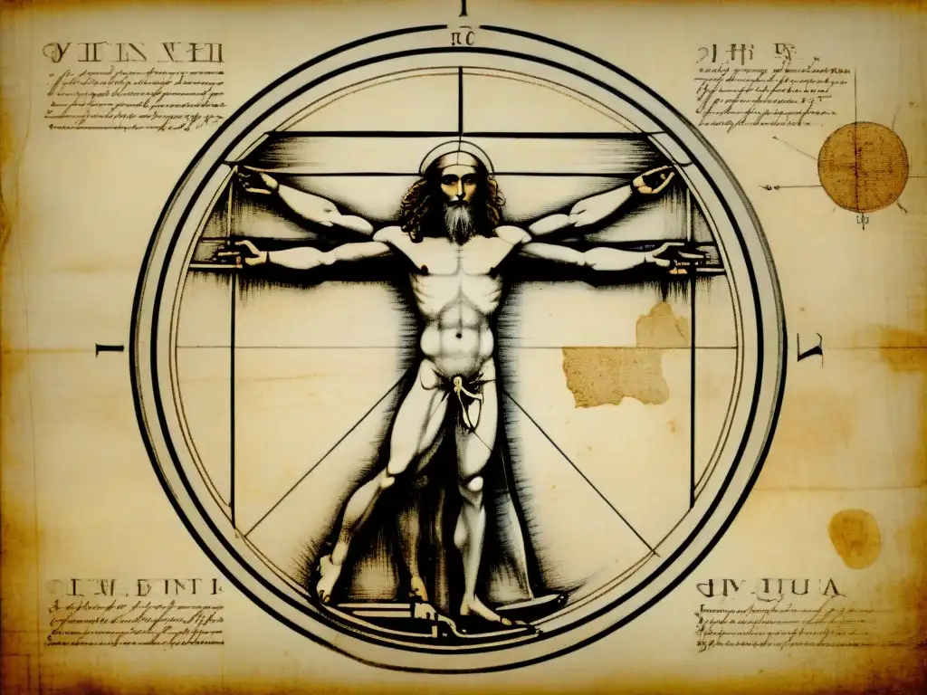 Un enigmático detalle de la famosa 'Vitruvian Man' de Leonardo da Vinci, revelando sus secretos y simbolismos ocultos en la sociedad secreta