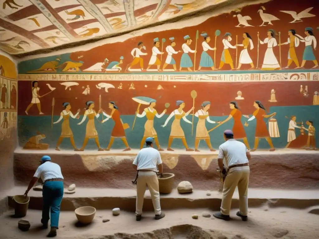 Un equipo de arqueólogos descubre un fresco antiguo con intensos colores y significado simbólico