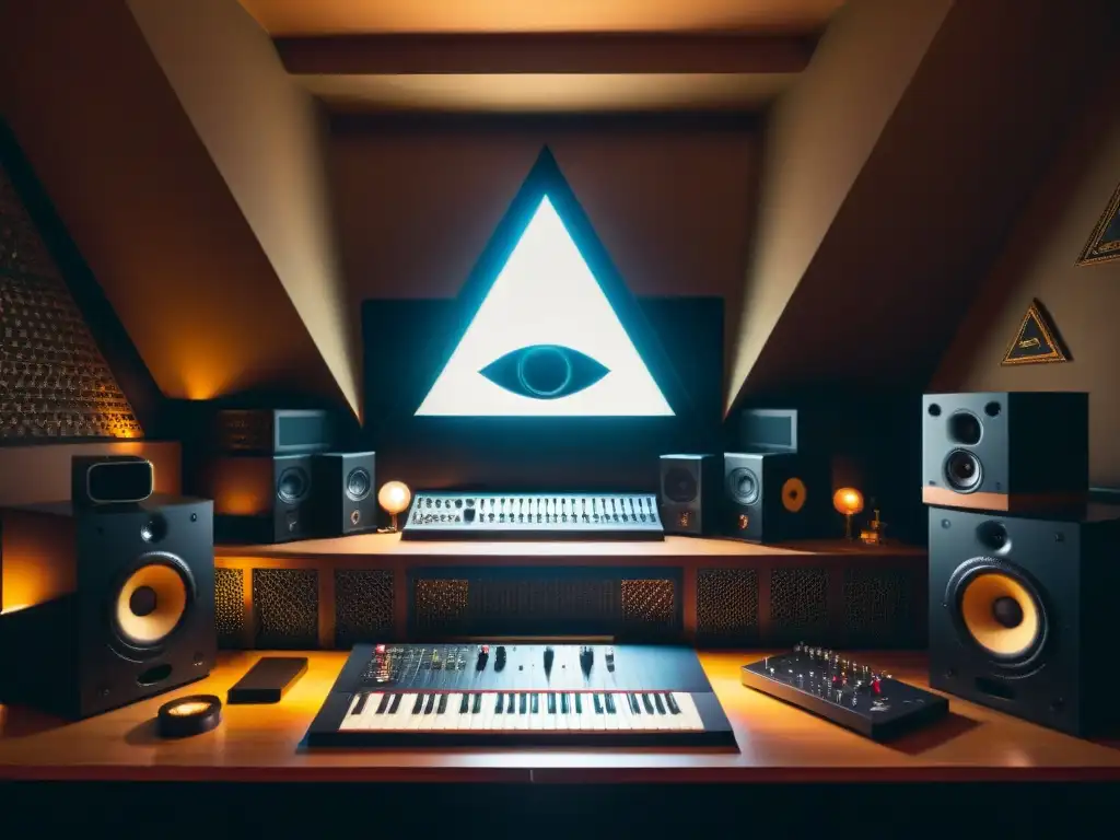 Un estudio de grabación con símbolos ocultos, la influencia de los Illuminati en la industria musical