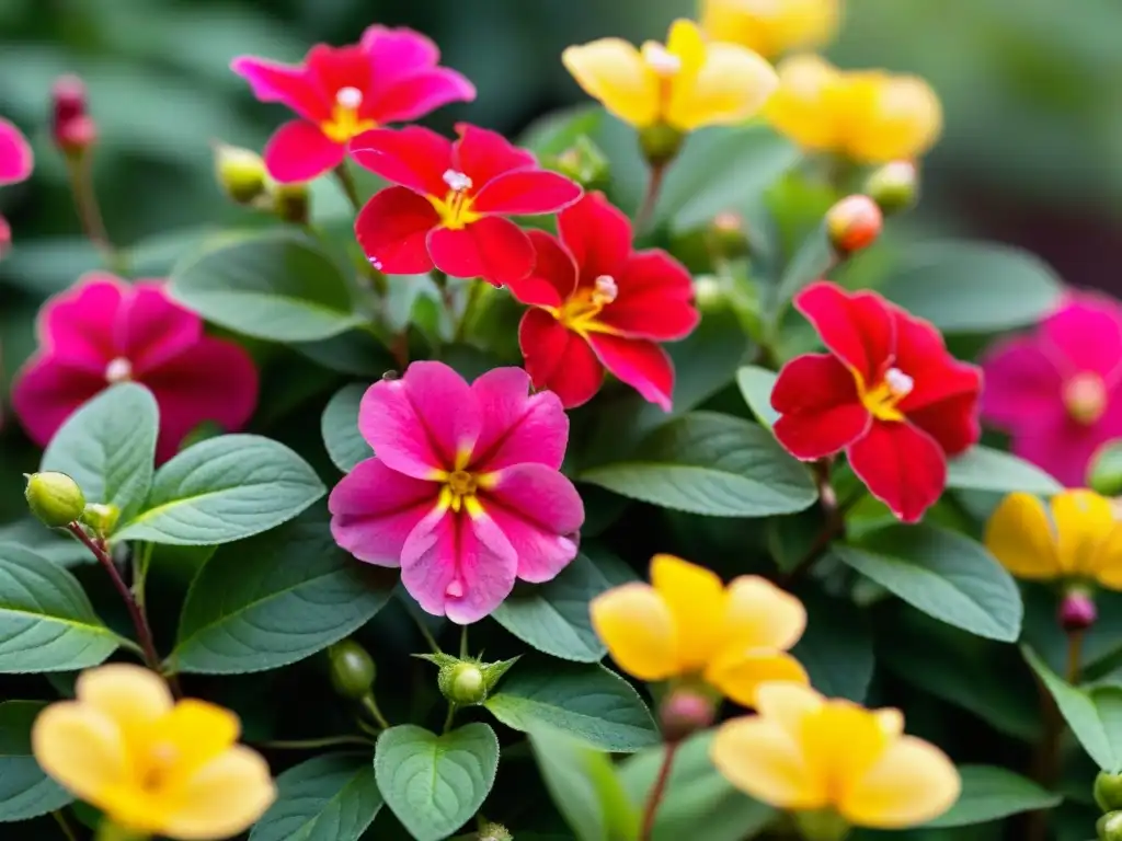 Exuberante jardín de flores de terapia floral, resplandeciendo bajo la luz matutina