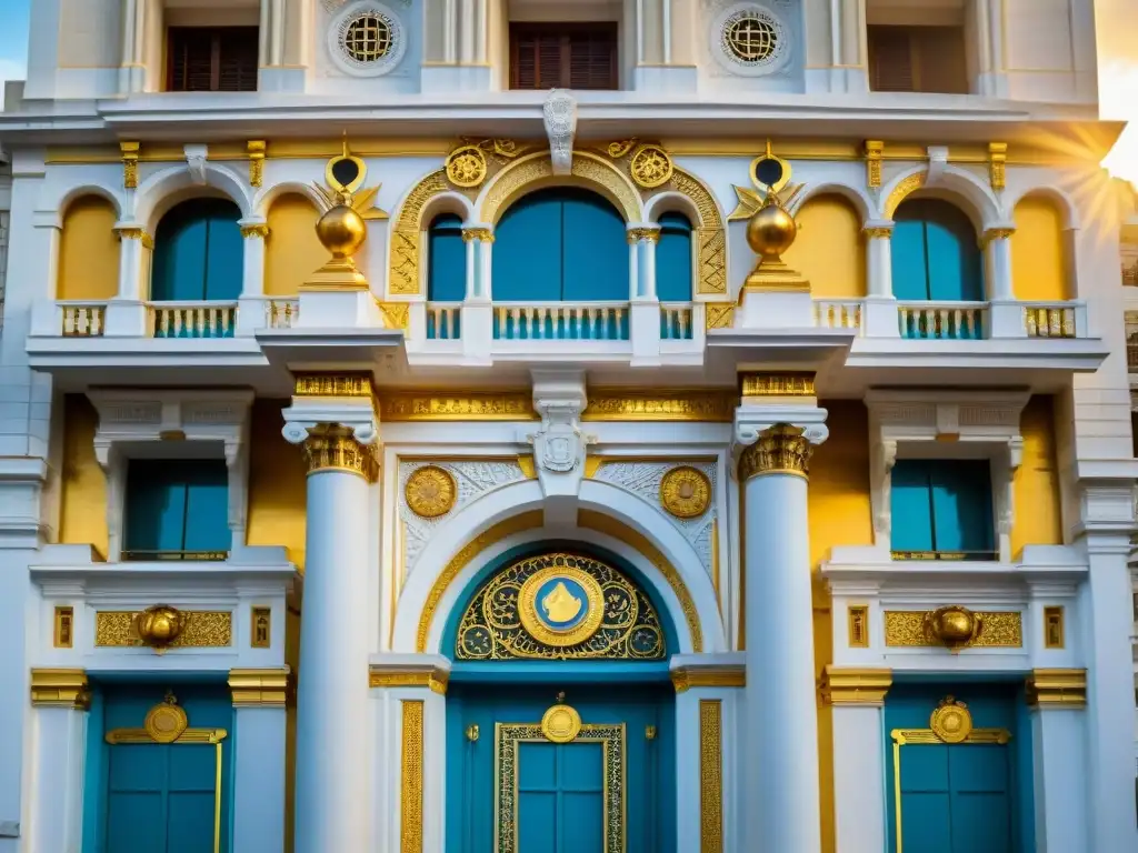 Fachada detallada de la Gran Logia Masónica en La Habana, Cuba