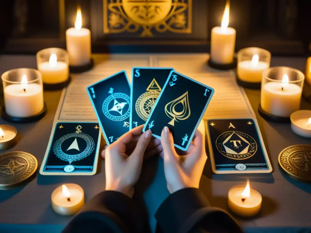 Fascinante lectura de tarot en ambiente misterioso con influencia de sociedades secretas