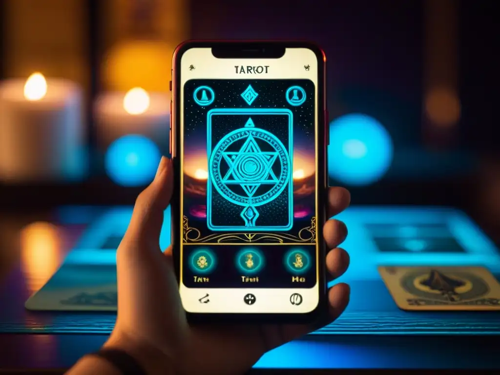 Un fascinante tarot digital con simbología mística y tecnológica