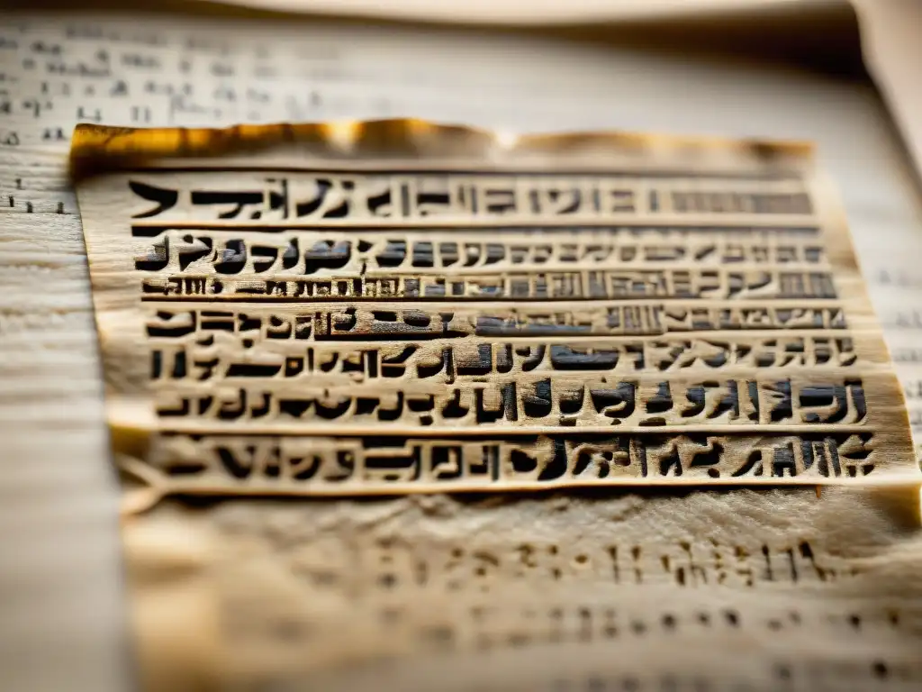 Fragmento de papiro de la biblioteca de Nag Hammadi con misteriosos textos en copto, revelando sabiduría ancestral