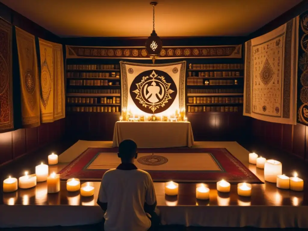 Un grupo inmerso en meditación trascendental en la sede de la Sociedad Teosófica, revelando un ambiente místico