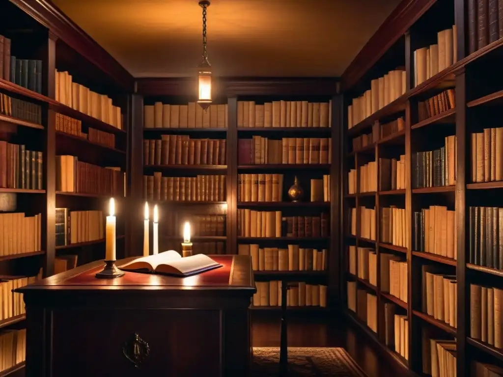 Explora la historia misteriosa de las sociedades secretas en una antigua biblioteca iluminada por una vela solitaria