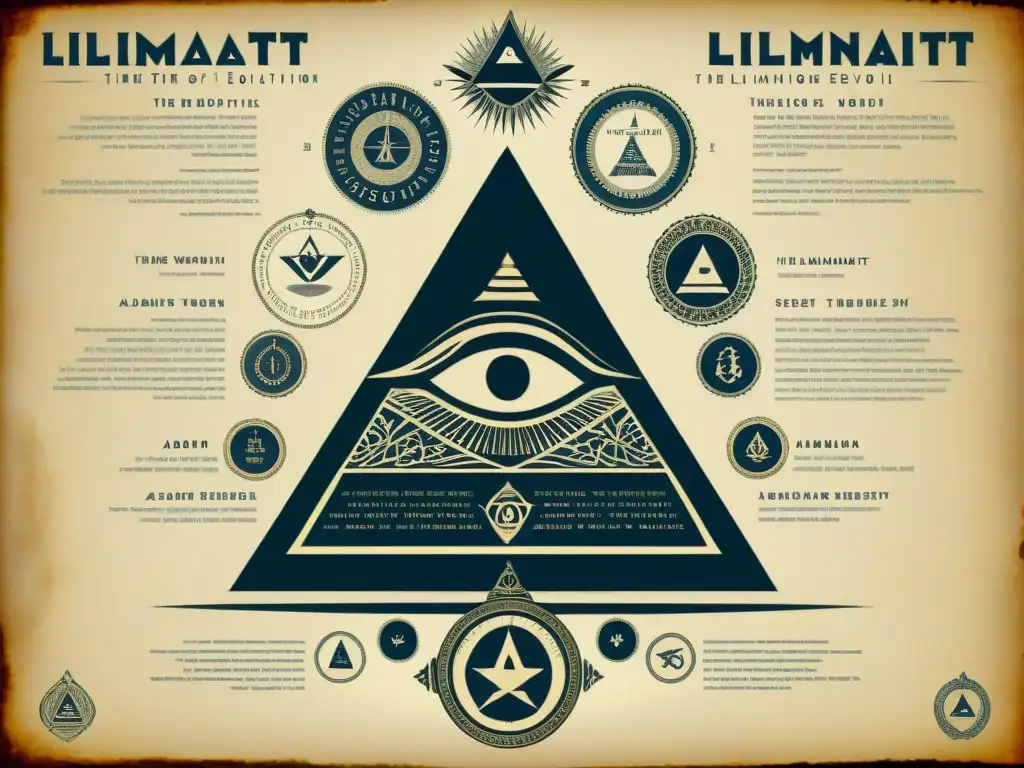 Una ilustración detallada muestra la evolución de los Illuminati a lo largo de los siglos