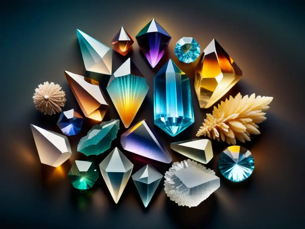 Una imagen de cristales brillantes y detallados, emitiendo un resplandor etéreo