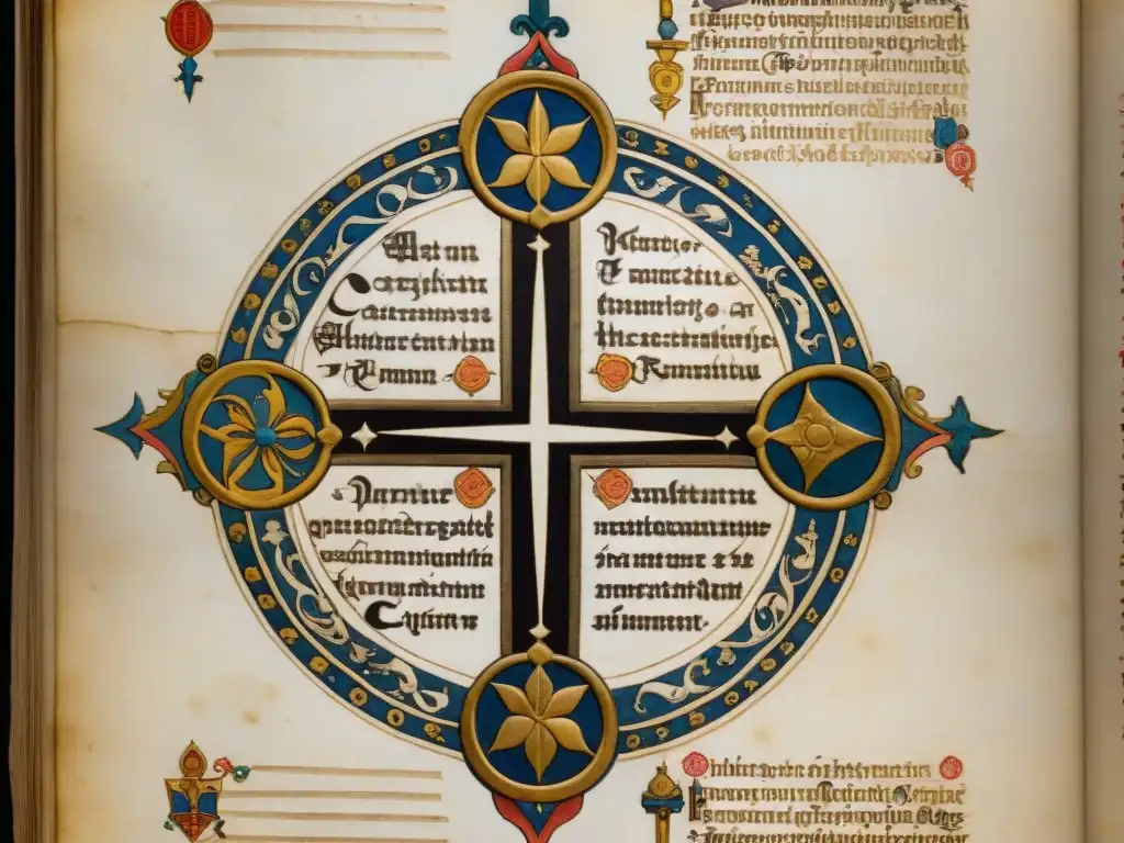 Una imagen detallada del manuscrito Fama Fraternitatis Rosae Crucis, con caligrafía e ilustraciones simbólicas en pergamino envejecido