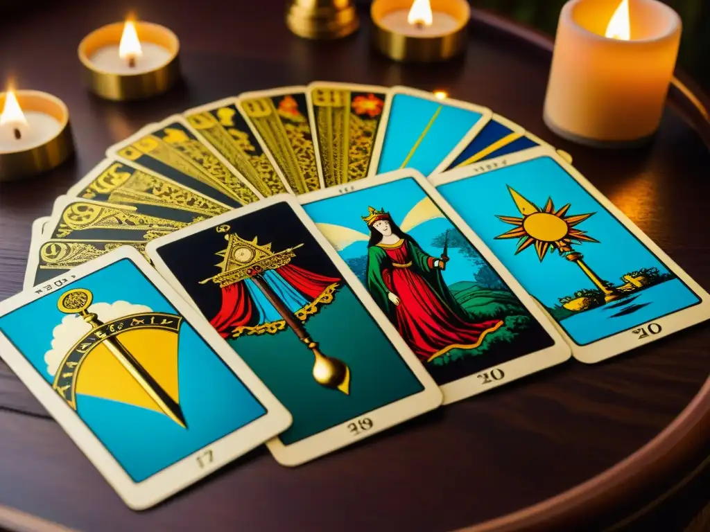 Una imagen impresionante del antiguo mazo de Tarot ViscontiSforza sobre una mesa de madera