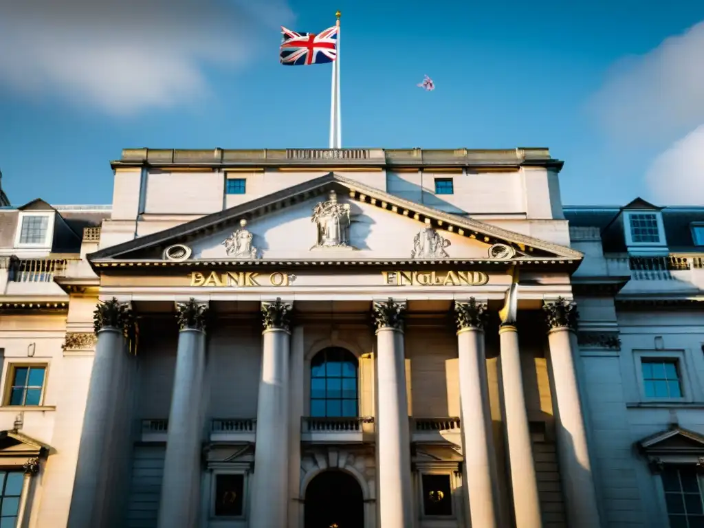 Impresionante fachada del Banco de Inglaterra en Londres, símbolo de poder y tradición del control Rothschild bancos centrales