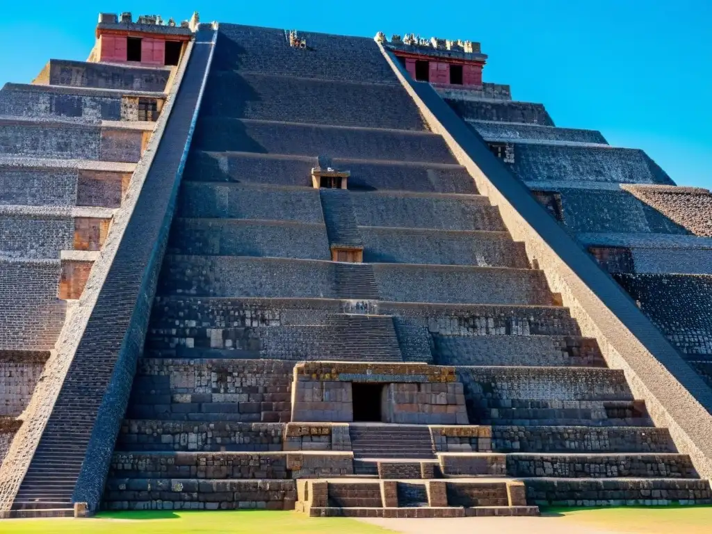 Impresionante pirámide del Sol en Teotihuacán, México, bajo cielo azul