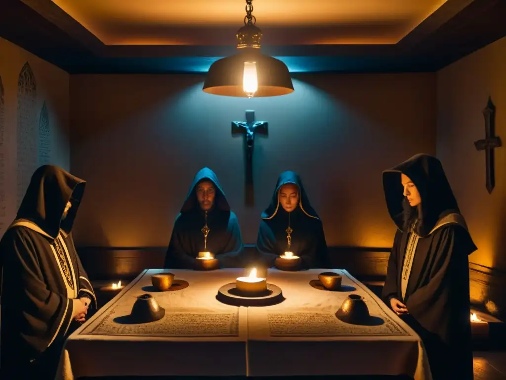Influencia de sociedades secretas en misteriosa reunión clandestina de figuras encapuchadas en ritual