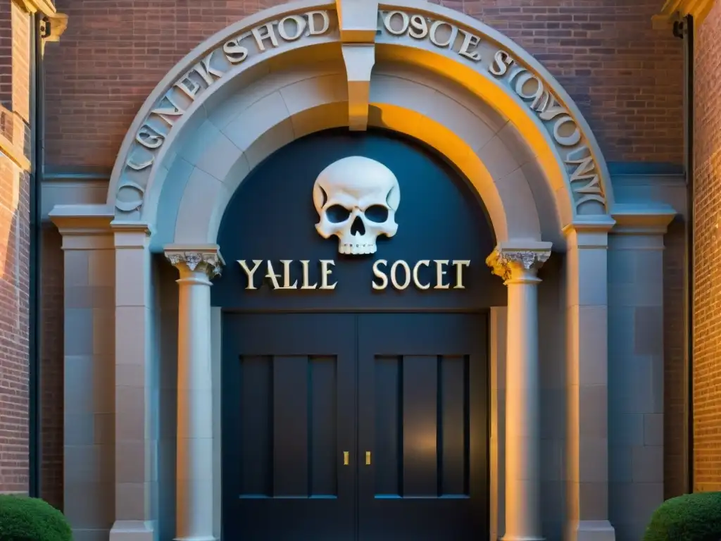 Intrigante entrada al mausoleo de Skull and Bones en Yale, revelando la influencia de sociedades secretas en la política de Estados Unidos