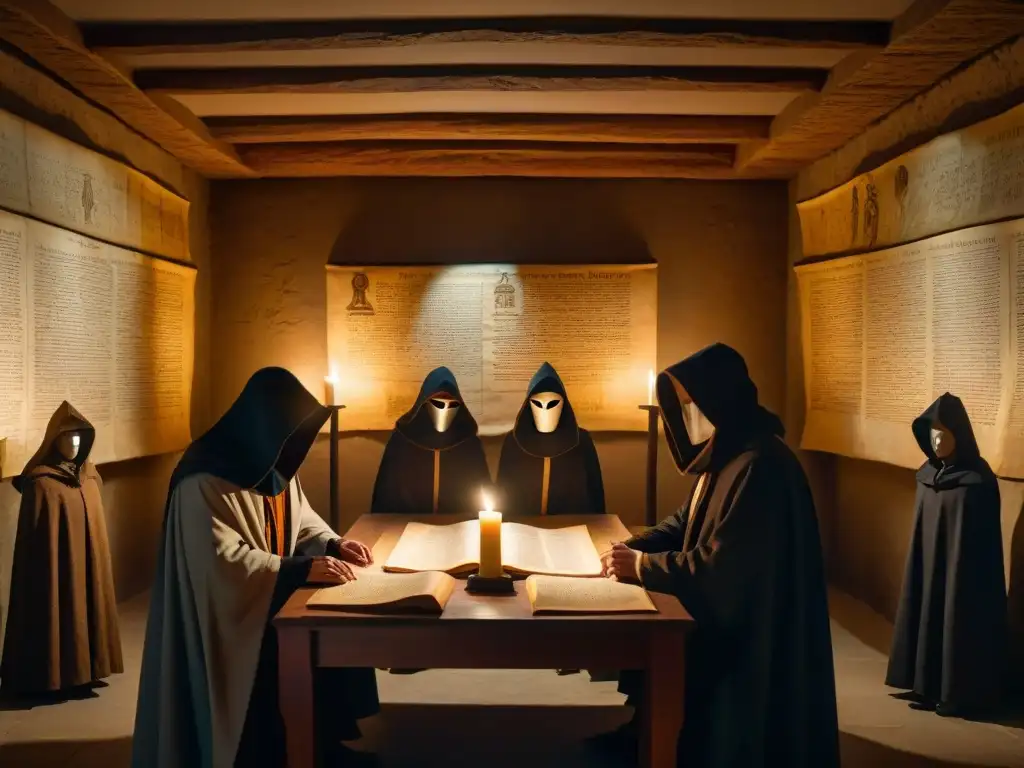 Intrigante reunión clandestina de sociedades secretas en sala subterránea