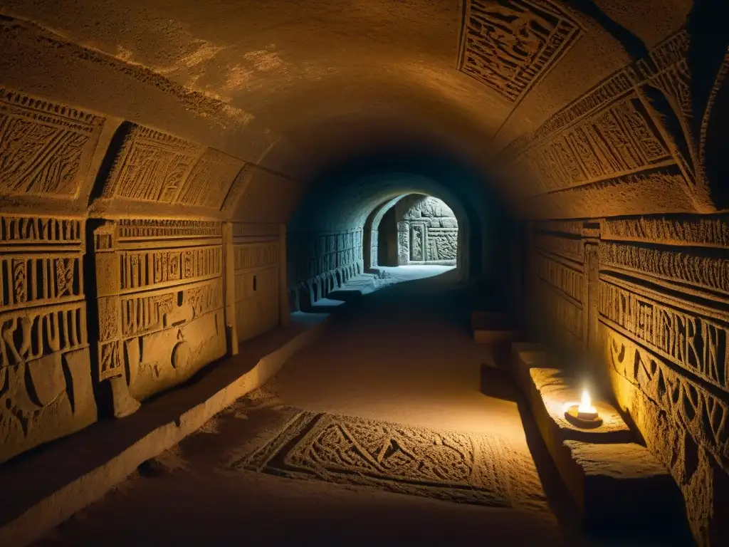 Descubre la intrigante cámara subterránea del Priorato de Sion: misteriosas reliquias, manuscritos antiguos y secretos iluminados por un rayo de luz