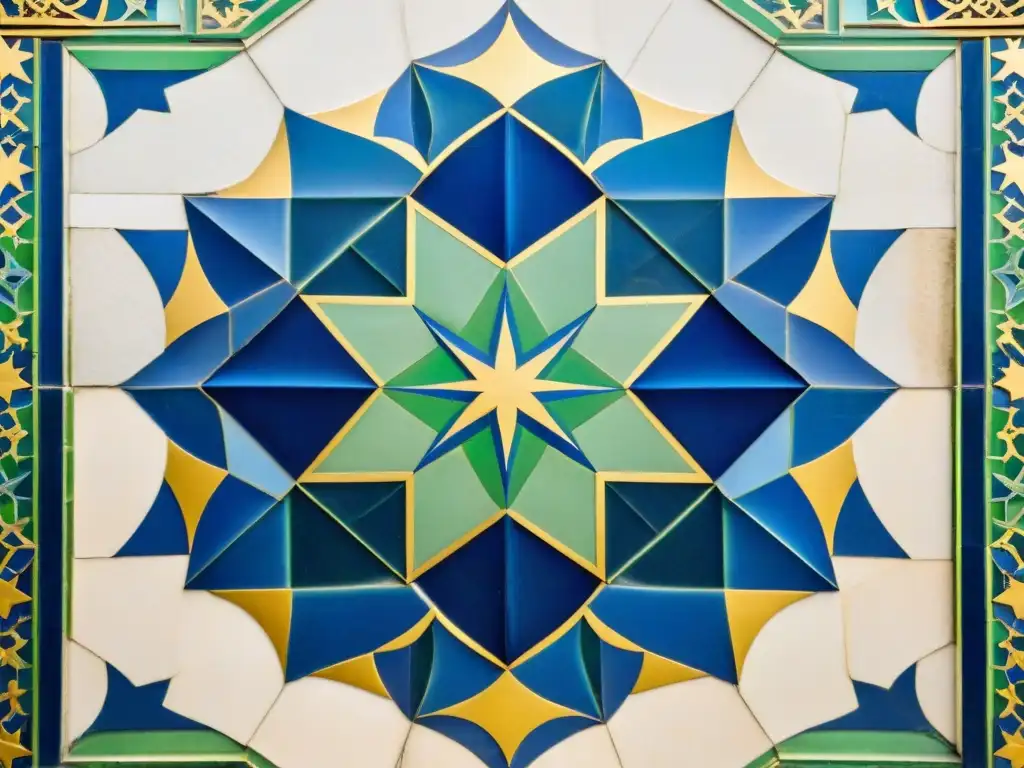 Intrincada geometría sagrada en azulejos de la Mezquita Azul de Estambul