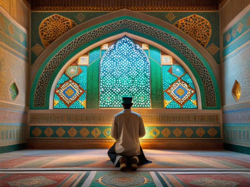 Intrincado mosaico en una antigua mezquita, reflejo de la rica influencia de la Hermandad Musulmana en el mundo islámico