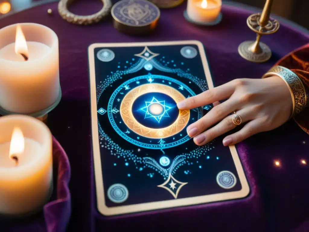 Un mágico tarot en mesa de terciopelo con conexión espiritual tarot sociedad secreta