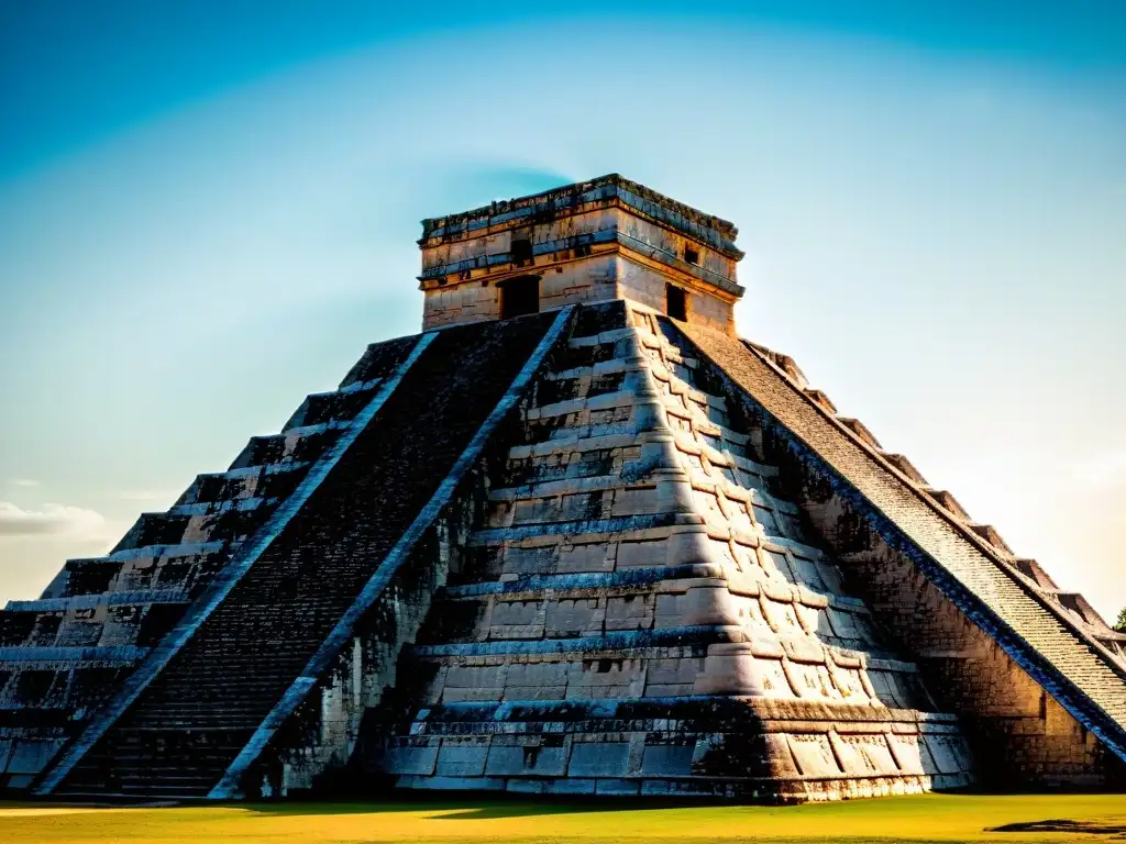 La majestuosa Pirámide de Kukulkán en Chichén Itzá durante el equinoccio, revelando los secretos ancestrales dioses mayas