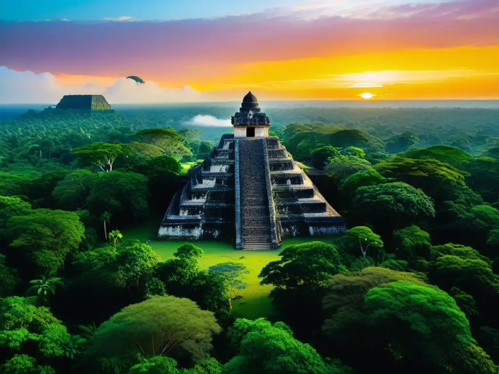 Ruinas Mayas en Selva: Misterio y Grandeza Majestuosas ruinas Mayas entre la exuberante selva, revelando el misterio de la Desaparición Civilización Maya Misterio Revelado