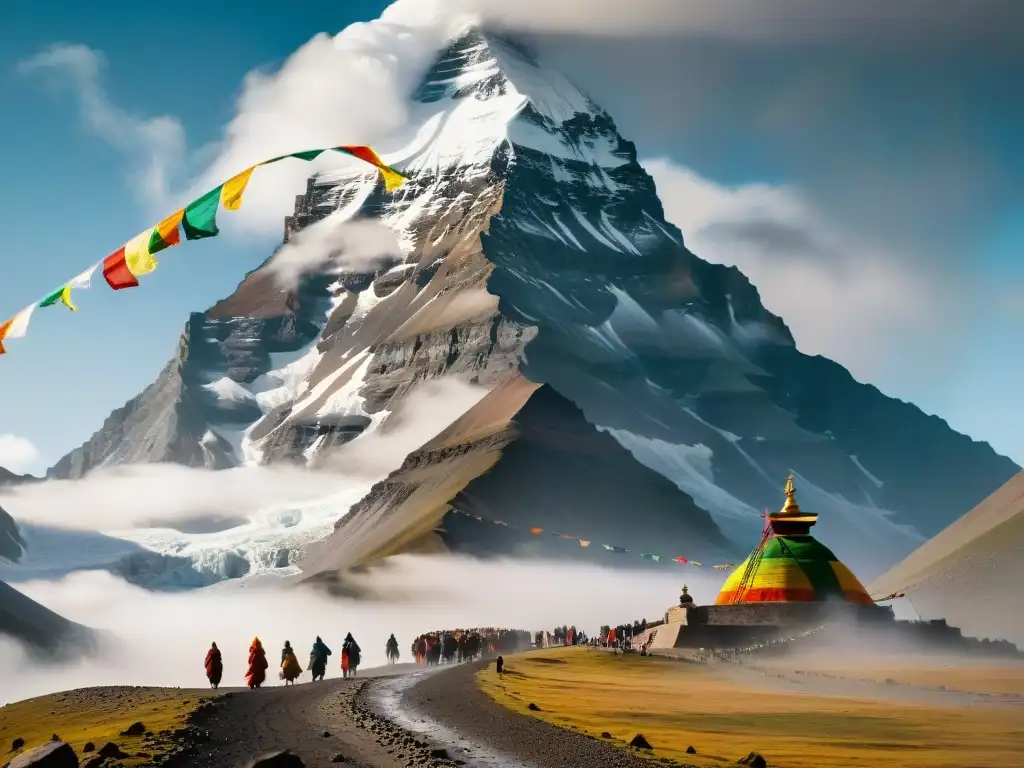 Majestuoso Monte Kailash: peregrinos en Kora, orando y explorando los secretos del Monte Kailash