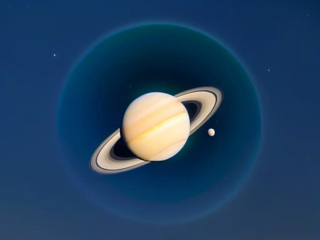 Majestuoso Saturno en el cielo nocturno sobre un barrio tranquilo, evocando el significado planetas casas carta natal