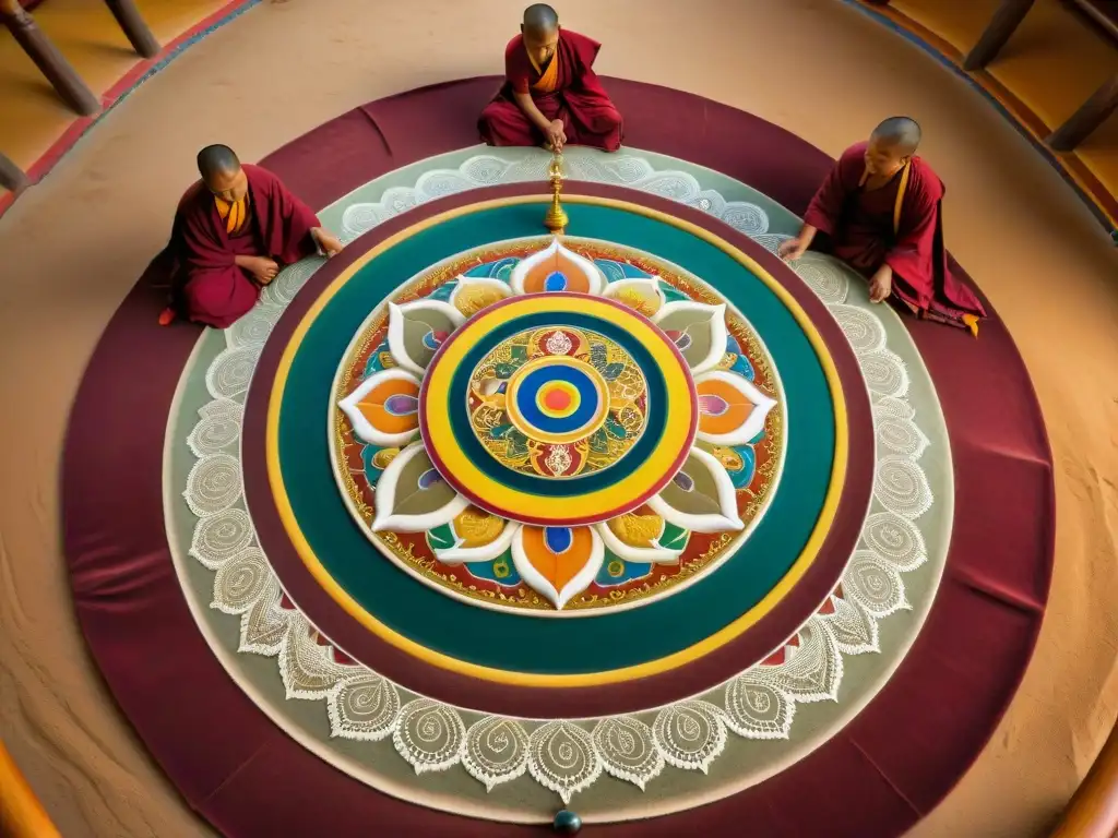 Un mandala esotérico, creado con arena de colores por monjes tibetanos en meditación