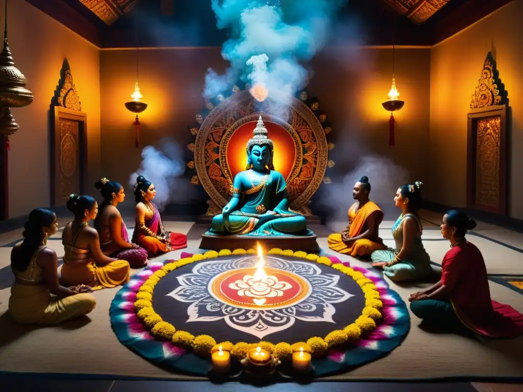 Meditación y mantras en ritual del Tantra Hinduismo