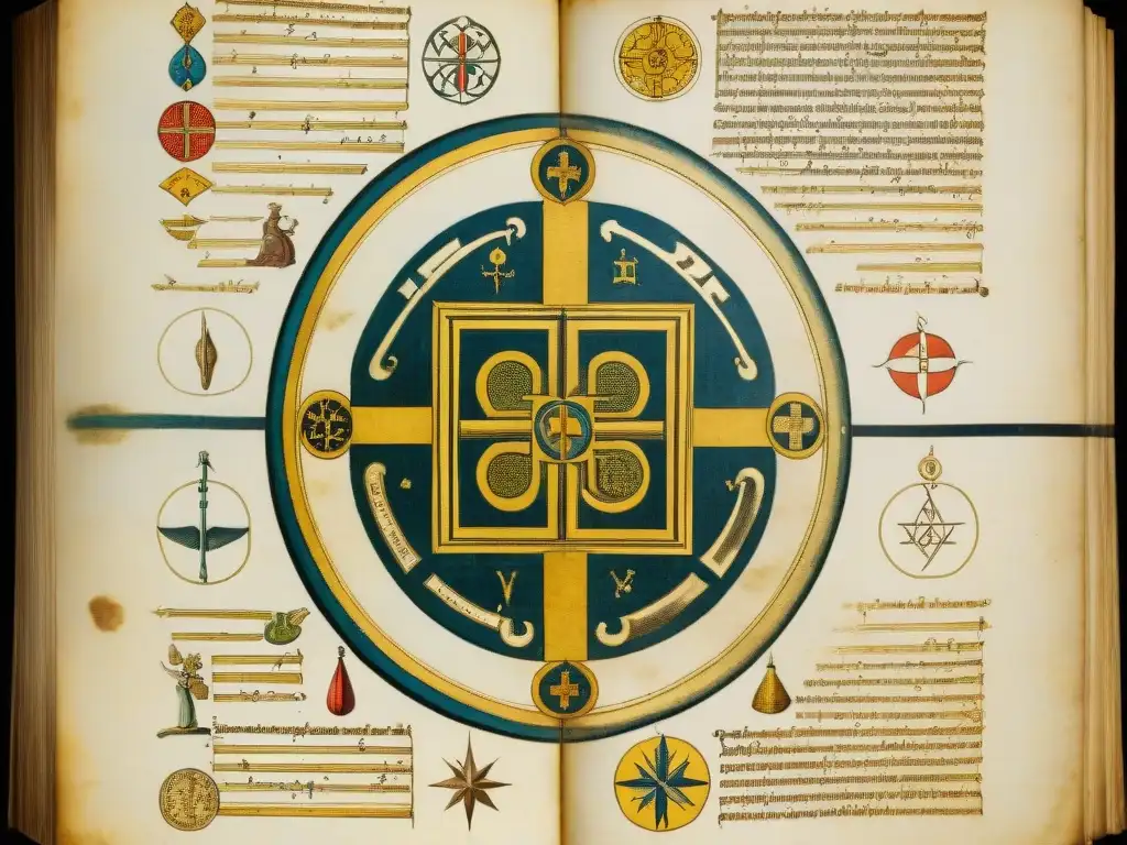 Manuscrito médico del siglo XVII: símbolos Rosacruces y anatomía Manuscrito médico del siglo XVII: legado Rosacruz de medicina esotérico-científica en ilustraciones detalladas y símbolos místicos